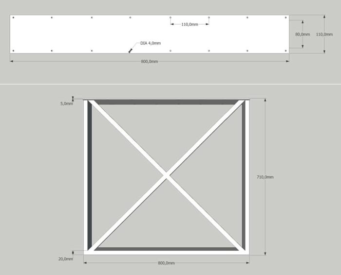 Bordsben Kwadrox Ritning Bordsben Kwadrox Ritning