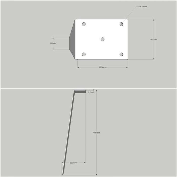 Bordsben Platt 31 cm Ritning Bordsben Platt 31 cm Ritning