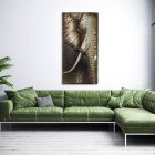 Stylish interior of bright living room with green sofa and plant